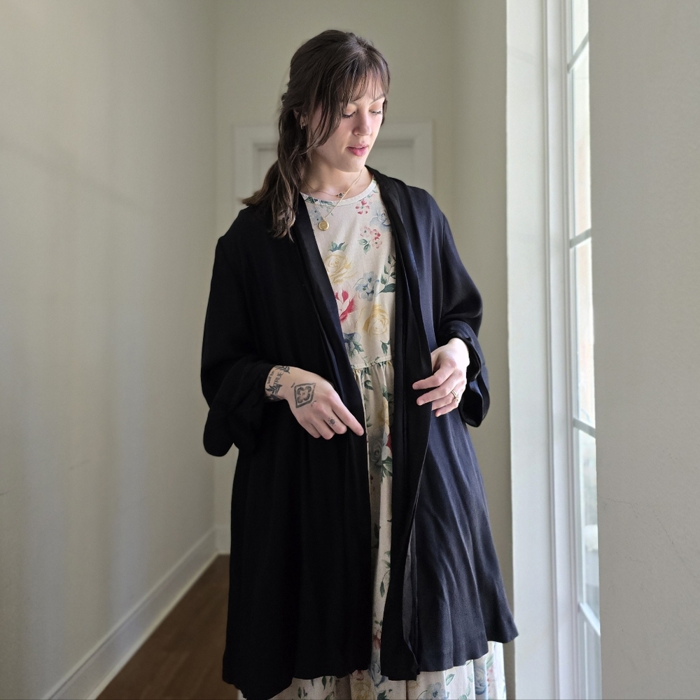 Vintage Black Open Front Cardigan